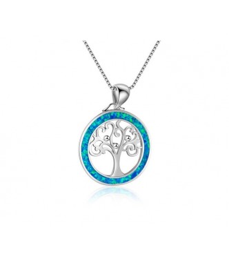 Srebrna ogrlica Circle Tree Blue Srebrna ogrlica Circle Tree Blue