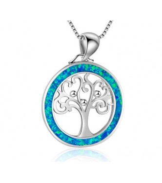 Srebrna ogrlica Circle Tree Blue Srebrna ogrlica Circle Tree Blue