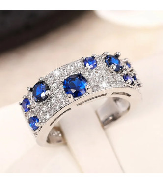 Prstan z mordrimi CZ kristali