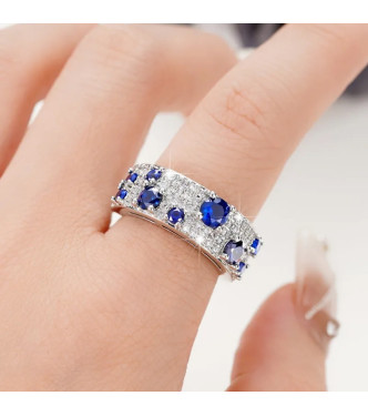 Prstan z mordrimi CZ kristali