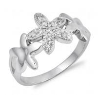 Ljubek srebrn prstan z rožicami Ljubek srebrn prstan z rožicami