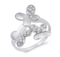 Srebrn prstan s tremi metuljčki