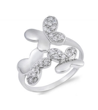 Srebrn prstan s tremi metuljčki Srebrn prstan s tremi metuljčki