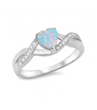 Srebrn lepotec s srčkom, kristali in opali