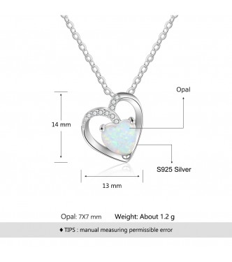 Srebrn obesek z opalom in kristali za romantično ljubezen Srebrn obesek z opalom in kristali za romantično ljubezen