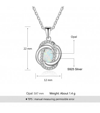 Srebrn obesek s kristali CZ in opalom 