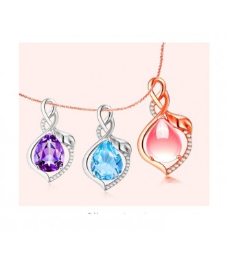 Srebrn obesek s kristali Water Drop