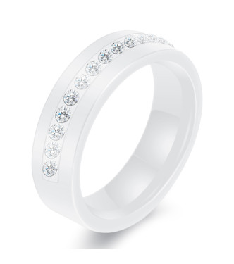 Keramičen prstan z belimi kristali