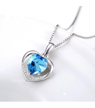 Čudovit srebrn obesek z verižico "Modro srce"