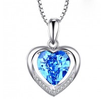 Čudovit srebrn obesek z verižico "Modro srce"