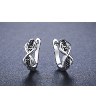 Srebrni uhani Infinity s črnimi kristali Srebrni uhani Infinity s črnimi kristali