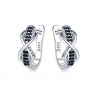 Srebrni uhani Infinity s črnimi kristali Srebrni uhani Infinity s črnimi kristali