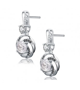 Izjemni srebrni uhančki, kombinacija srebra in črno-belih kristalov CZ