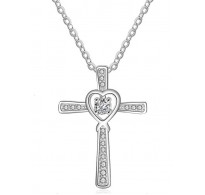 Izjemen srebrn obesek v obliki križa s srcem 