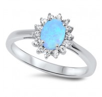 Srebrn prstan klasičnega zaročnega dizajna z modrim opalom Srebrn prstan klasičnega zaročnega dizajna z modrim opalom