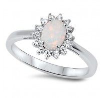 Srebrn prstan klasičnega zaročnega dizajna z belim opalom Srebrn prstan klasičnega zaročnega dizajna z belim opalom