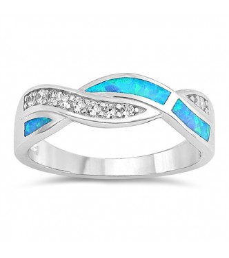 Prepletajoč srebrn prstan s prekrasnimi opali