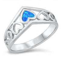 Očarljivo romantičen srebrn prstan z modrim opalom