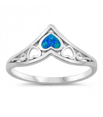 Elegantno romantičen srebrn prstan z modrim opalom