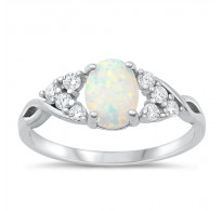 Osupljiv srebrn prstan z belim opalom 