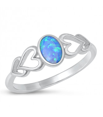 Ljubek srebrn prstan z modrim opalom