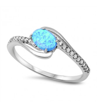 Nebeški srebrn prstan z opalom