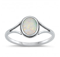 Diven srebrn prstan z belim opalom
