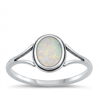 Diven srebrn prstan z belim opalom Diven srebrn prstan z belim opalom