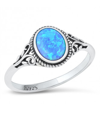 Izreden srebrn prstan s prekrasnim modrim opalom