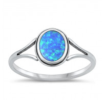 Diven srebrn prstan z modrim opalom