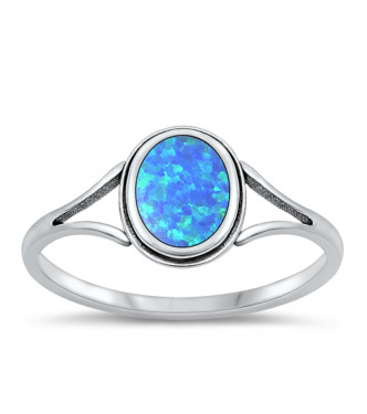 Diven srebrn prstan z modrim opalom Diven srebrn prstan z modrim opalom