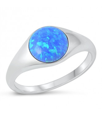Večno eleganten srebrni prstan z modrim opalom