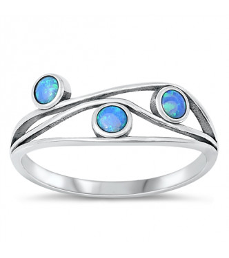 Neverjeten srebrni prstan z modrimi opali