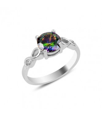 Osupljiv srebrn prstan z mavričnim kristalom