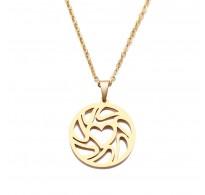 Okrogel obesek s srcem iz nerjavečega jekla 