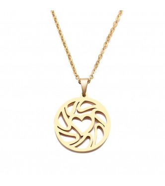 Okrogel obesek s srcem iz nerjavečega jekla Okrogel obesek s srcem iz nerjavečega jekla