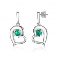 Romantični uhani z zelenim kristalom 