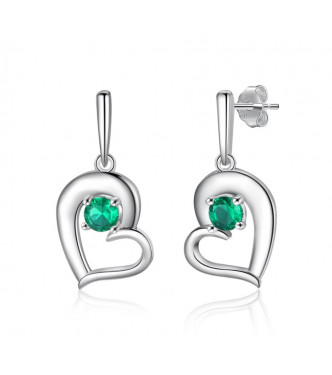 Romantični uhani z zelenim kristalom