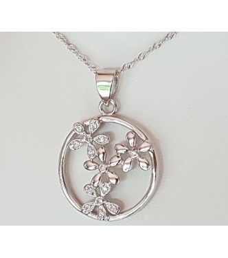 Srebrn obesek Rožice z verižico Srebrn obesek Rožice z verižico