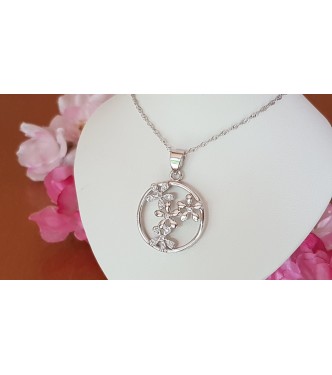 Srebrn obesek Rožice z verižico Srebrn obesek Rožice z verižico