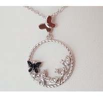 Prečudovit srebrn obesek "Igra metuljev" 