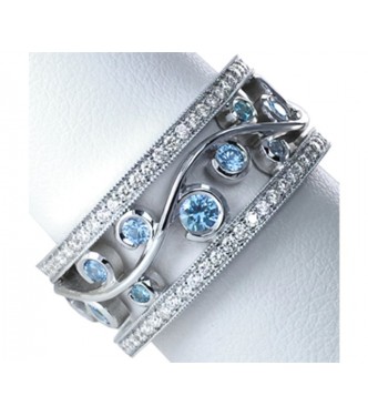 Umetelno izdelan prstan z akvamarini