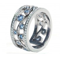 Umetelno izdelan prstan z akvamarini