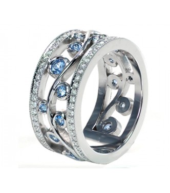 Umetelno izdelan prstan z akvamarini