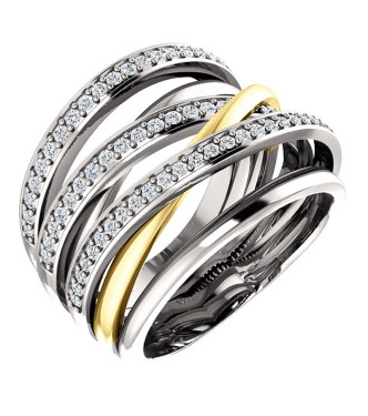 Eleganten srebrn prstan s kristali