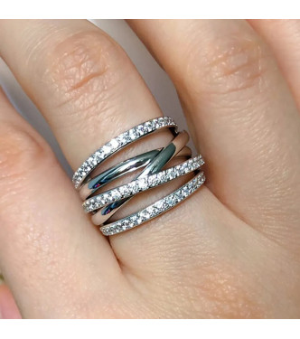 Glamurozen srebrn prstan Gloria