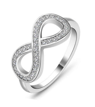 Srebrn prstan Infinity s kristali