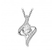 Obesek z verižico, eleganten, bela pozlata kristali CZ