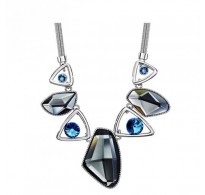 Ogrlica, glamurozna, 18K bela pozlata s kristali Swarovski elements 