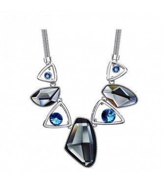 Ogrlica, glamurozna, 18K bela pozlata s kristali Swarovski elements